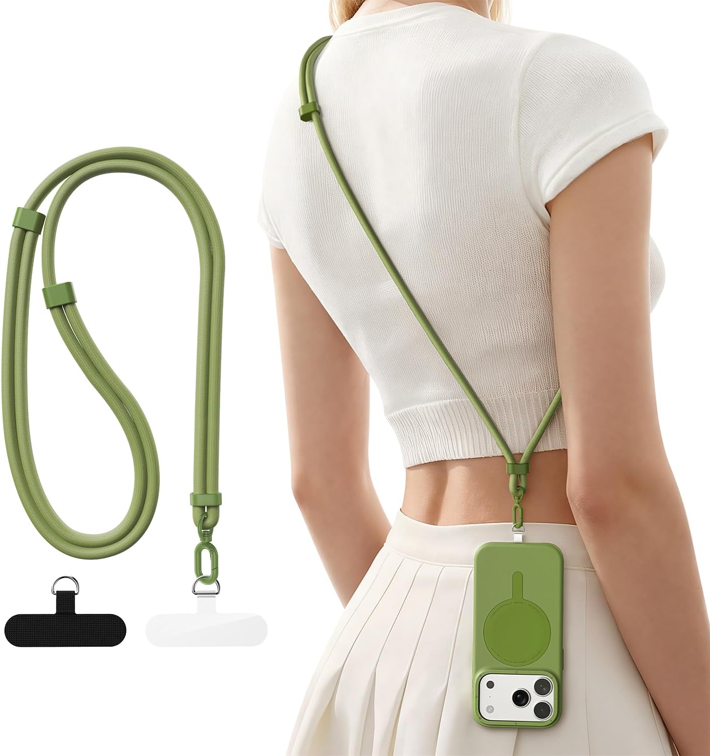 Crossbody Lanyard Neck Strap Case - Telefoonkoord crossbody met 2 TPU telefoonhouders,